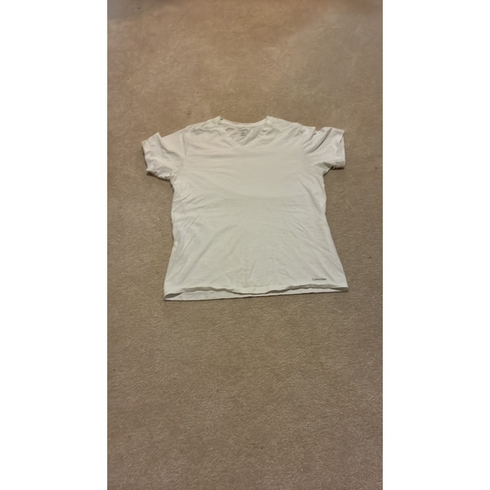Calvin Klein Classic Fit V-Neck White T-Shirt Size S